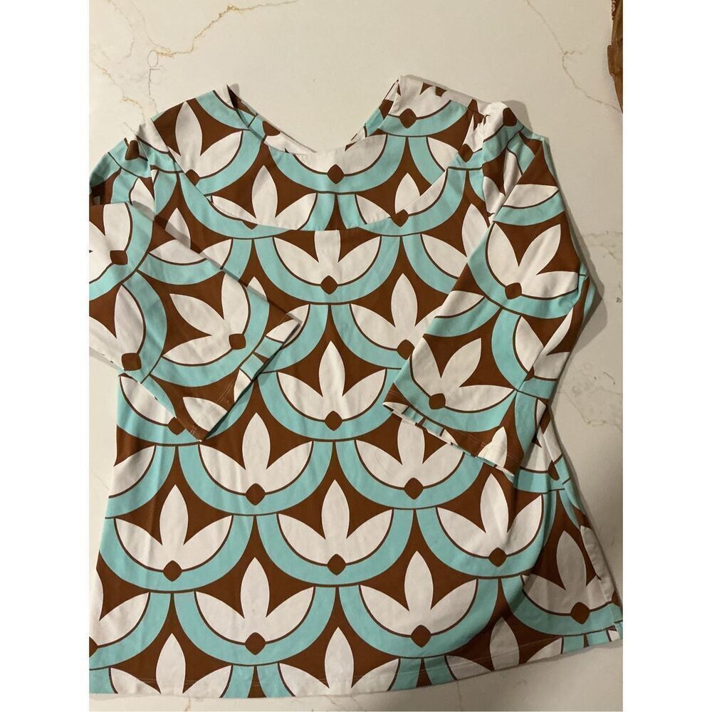 J. McLaughlin Geometrical Print Catalina Cloth Tunic Top Sz L
